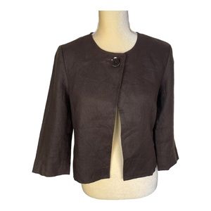 Talbots Chocolate Brown Irish Linen Jacket Size 8p